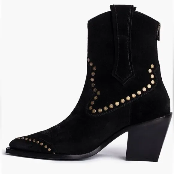 Zadig & Voltaire Cara High Suede studded ankle boots  New - Picture 4 of 13